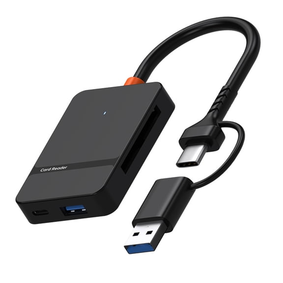 Memory Card Reader, 6 in1 USB 3.0 and USB-C to SD Micro SD MS CF Card Reader Adapter, 4 Cards Simultaneously Read and Write, Compatible with iPhone 17 Series, MacBook Pro/Air 2023, and More
