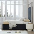 thumbnail image 2 of Jeffrey Canopy Velvet Upholstered King Bed Frame In Black, 2 of 7