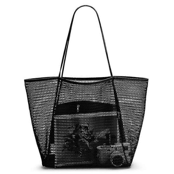 Mesh Tote Bag, 23l Extra Large Beach Bag For Women With Zip Pocket Shoulder Bag Reusable Shopping Bag For Picnic Holiday