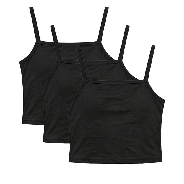 KyCheLot 3 Pack Cotton Camisole for Girls Sleeveless Solid Color Crew Neck Short Clothes Summer Casual Tank Tops