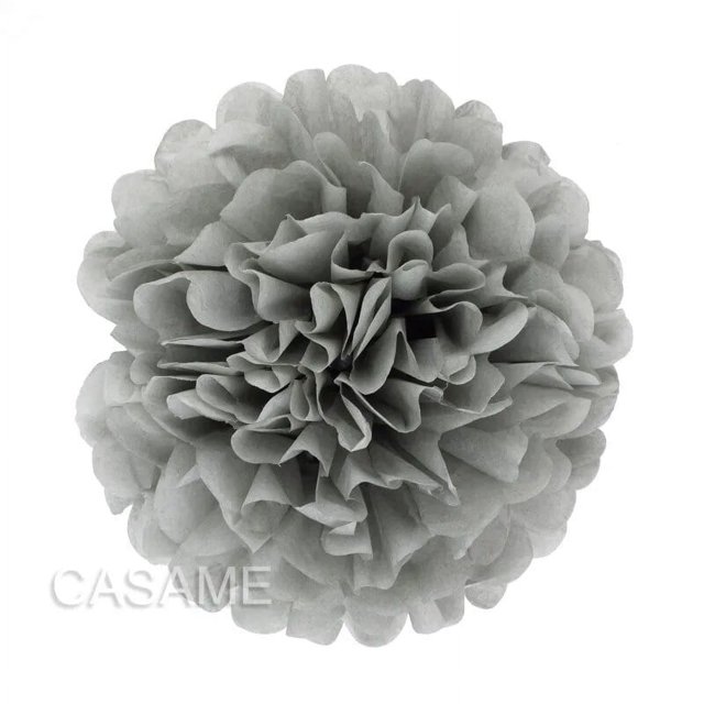 pompones de papel de seda, guirnalda de flores, decoración de boda, bricolaje, bolas de flores de papel, decoración para baby shower, fiesta de cumpleaños, gris, 14 pulgadas (35 cm)
