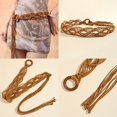 thumbnail image 3 of SWSMCLT Women's Boho Belt Beaded Braided Vintage Medium Casual Summer Fabric Belt Braided Belt Fashion Round Umber Small-Large, 3 of 4
