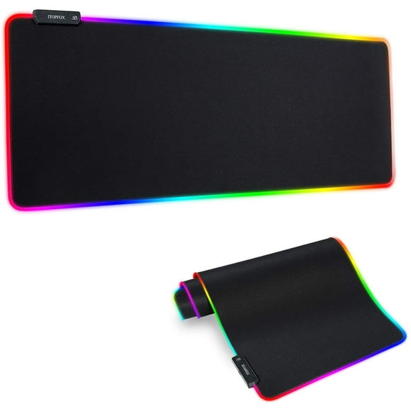 RGB Gaming Mouse Mat Pad - Large Extended Led Mousepad with 14 Lighting Modes 2 Brightness, Anti-Slip Rubber Base with Waterproof Coating Mouse Mat for Gamer 800×300×4mm/31.5×11.8×0.16 inch