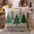 thumbnail image 2 of Christmas Pillow Covers 18x18 Inch Set of 2 Green Christmas Trees of Different Shapes Decorative White Throw Pillows Winter Christmas Decor for Home Couch ST-006A18, 2 of 6
