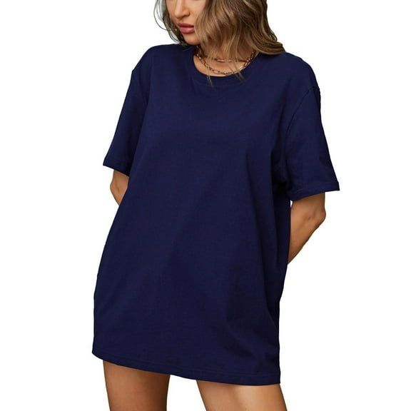 Women Plus Size Tunic Tops Solid Color Tee Shirts Summer Fashion Tops Lightweight Tunic Shirt Sales Today