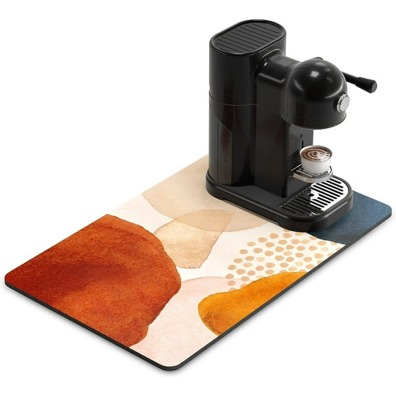 Coffee Mat, 12"x19" Boho Theme Coffee Bar Mat for Coffee Station Accessories and Organizer, Absorbent Dish Drying for Kitchen Counter, Cute Abstract Stones Coffee Bar Decor Coffee Machine Mat