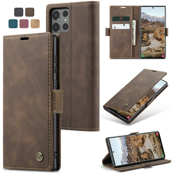 ETFAST Leather Wallet With Card Holder Zipper Phone Case For Samsung Galaxy S24 Ultra S23 FE S22 S21 S20 S10 S9 S8 High Quality Leather Phone Case