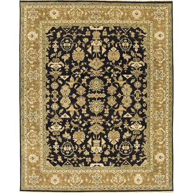 Due Process Stable Trading Mirzapur Mahal Black & Dark Gold Area Rug, 8 x 10 ft.