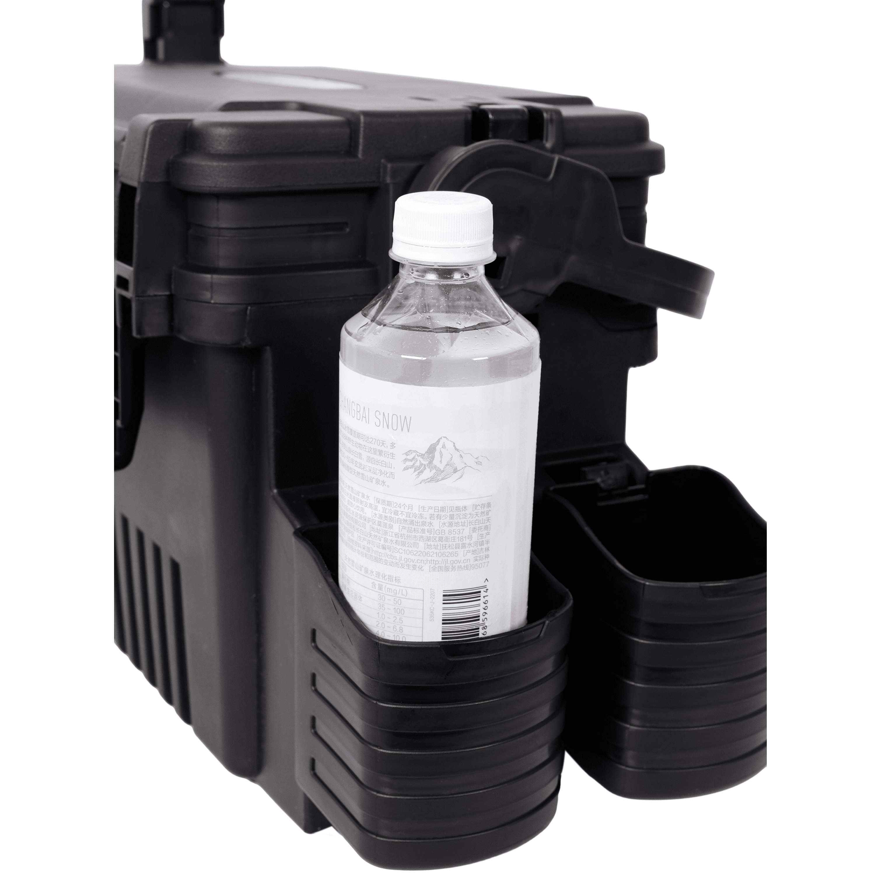 Dual-layer Fishing Tackle Box,Tackle Box Organizer Fishing Box Large,With 2pcs Rod Holder,2pcs Cup Holder,1pc Carring Strap,Black