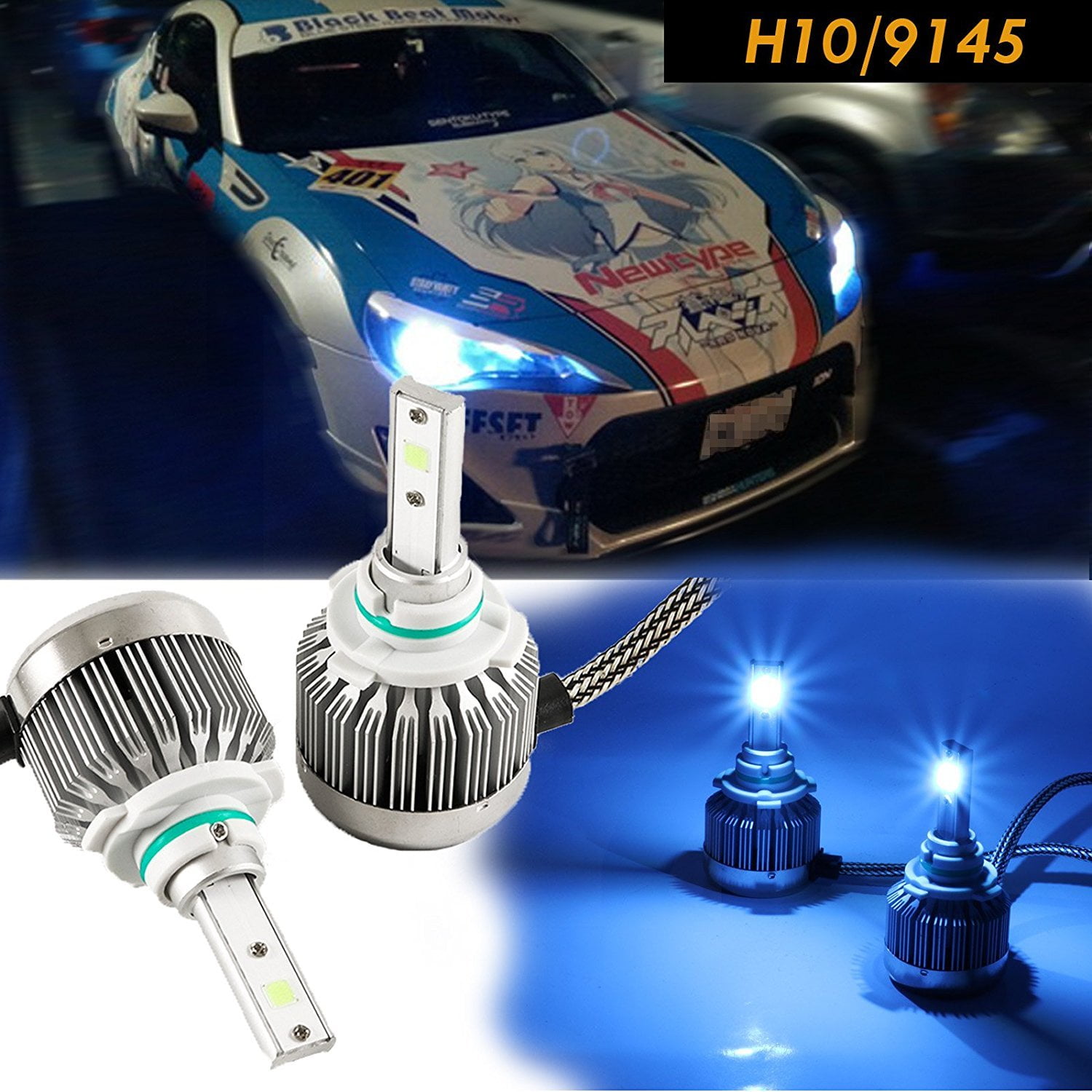 Xotic Tech H10 9145 Ice Blue 8000K COB LED Fog Light Driving Bulbs Headlights For Ford F150 F250