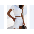 thumbnail image 2 of ITFABS 2 Pcs Female Shorts Set, Short Sleeve Tops + High Waist Shorts Suits, 2 of 6