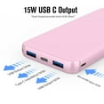 thumbnail image 2 of Portable Charger Power Bank, 15W Fast Charging 10000mAh External Power Bank, USB-C in&Out Battery Pack for iPhone 15/14/13/12 Series, Samsung Galaxy, etc (Pink), 2 of 6