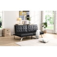 thumbnail image 2 of Black PVC Leather Futon Sofa Bed with Wood Frame and Stainless Leg / Ergonomic Design, Suitable for Any Scene, High Weight Limit, 2 of 6