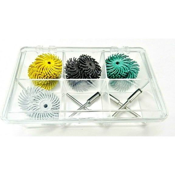 3M Radial Bristle Discs 1" Diameter 4 Grit Assortment 48 Brushes 4 Mandrel 1/8"