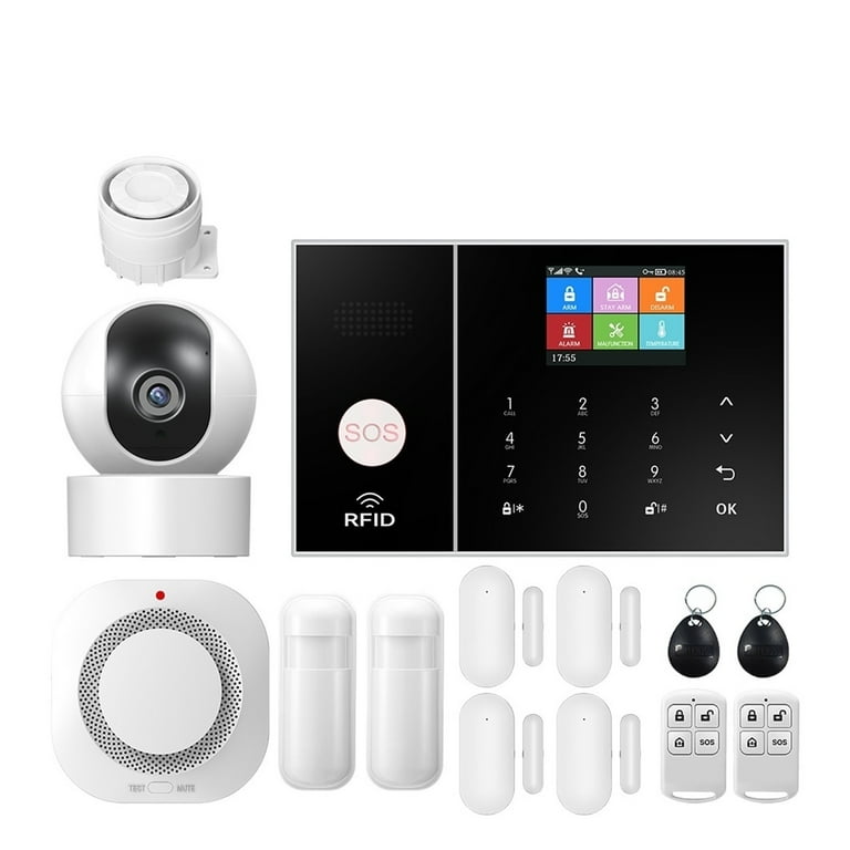 Tuya Safety GSM WiFi Alarm System for Home Business Security Alarm  Warehouse Wireless work with Alexa door sensor ,Easy to Use