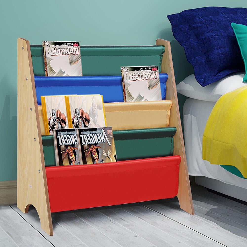 Yescom Wood Kids Book Shelf Sling Storage Rack Organizer Bookcase Display Holder White