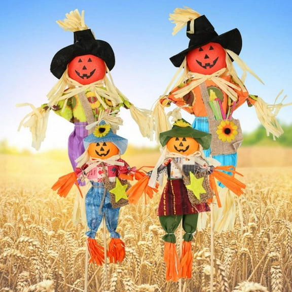 Fall Harvest Scarecrow Decor, 15.74"/ 21.65" Thanksgiving Scarecrow Decoration Fall Decorations for Garden, Home, Yard, Porch