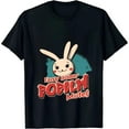 thumbnail image 2 of Men's Cotton Short Sleeve T-Shirt with Playful Cartoon Rabbit Design and Teal Landscape Background - Fáyó dámé Popülín Motef, 2 of 6