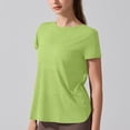 thumbnail image 5 of Yoga Workout Short Sleeve Tees for Women Crewneck Ruched Back Cutout Loose Tunic Tops Lightweight Quick Dry Athletic Shirts Activewear Green, 5 of 7