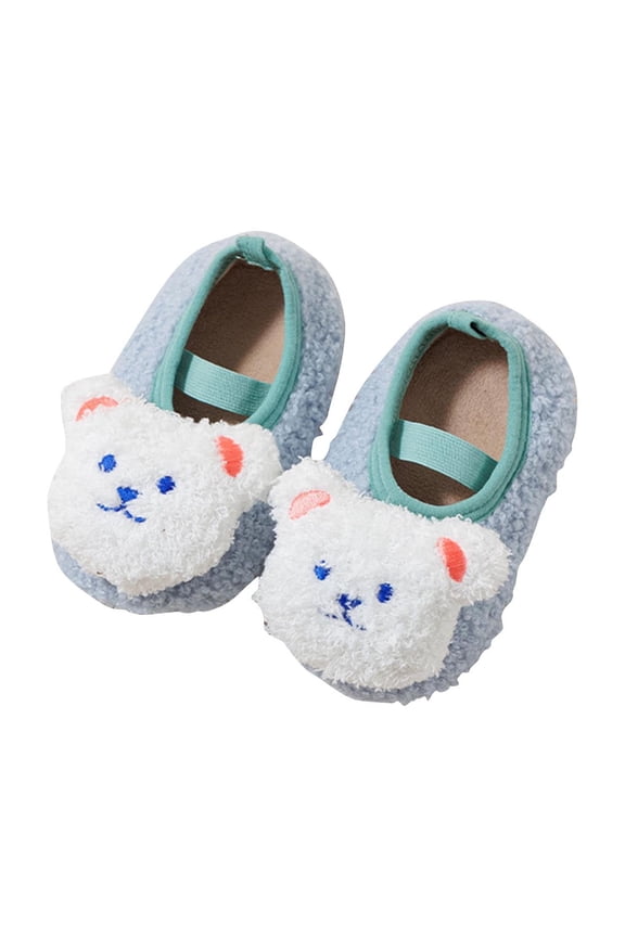 Kid's Animal Slipper Socks, Cartoon Cozy Fleece Indoor Kids Slipper, Fluzzy Warm Bedroom Shoes