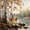 Ochre Brown Gray, variant on Castle Fairy Vintage Oil Paint Spotted Deer Twin Sheets 3pcs,Autumn Birch Creek Pine Bedding,Ochre Brown Cream,1 Fitted Sheet, 1 Flat Sheet and 1 Pillowcase