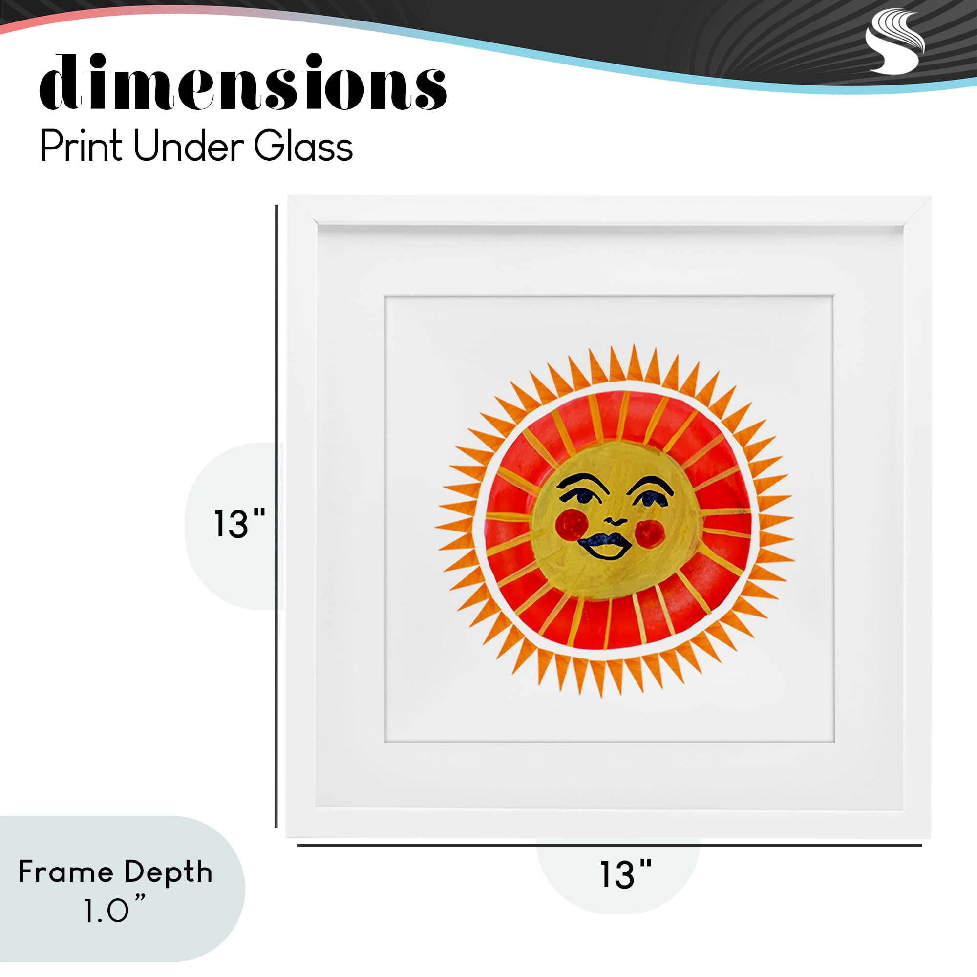 Stupell Industries Cheerful Boho Sun White Framed Print Under Glass, design by Katherine Herrell Studio