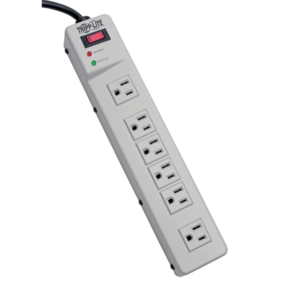 Tripp Lite 6 Right Angle Outlet Surge Protector Power Strip, 6ft Cord, Metal, TLM626, White CA2