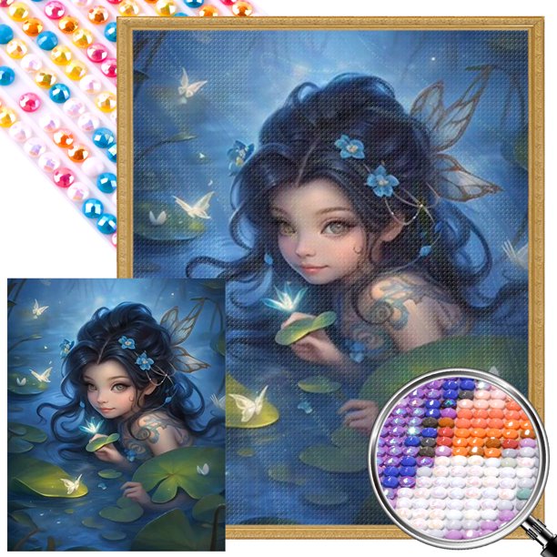 5D DIY Taladro Parcial AB Diamante Pintura Hada Niña 45x55cm