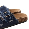 thumbnail image 4 of Roxoni Women's Comfort Flat Sandals Double Buckle Adjustable Straps Flat Slides Footbed Suede, 4 of 6