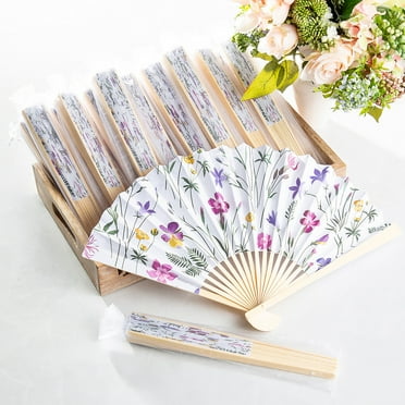Fun Express Organza Bag with Garden Party Hand Fans Handouts Kit - 96 Pieces