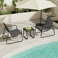 thumbnail image 4 of Asofer 3-Piece Outdoor Patio Furniture Set with Glass Table, Bistro Chairs Set for Poolside, Porch, Lawn, Black, 4 of 9