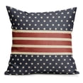 thumbnail image 2 of Throw Pillow Cover, Cushion Case, 18X18 inch Linen with Vintage USA Flag Star Stripe Prints, for Sofa Decor, Living Room Setup, 4th of July Home Arrangement, 2 of 6