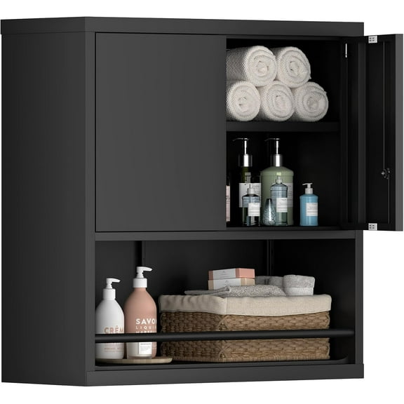 Garage Storage Cabinets,Metal Wall Storage Cabinet with Shelves,Locking Cabinet for Workshop,Warehouse,Home Office,Kitchen