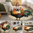 thumbnail image 6 of 4ft Washable Round Rug, Retro Rooster Non-Slip Circle Area Rug for Living Room Bedroom, Watercolor Music Score Animal Indoor Floor Mat for Home Decor, 6 of 9