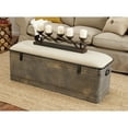 thumbnail image 4 of DecMode Metal Galvanized Storage Bench with Cream Burlap Top, Gray, 4 of 21