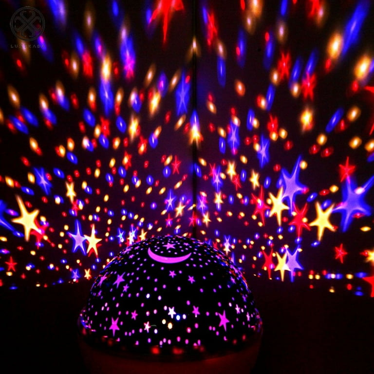 Luxtrada Sun And Star Moon projector rotating night Light Lamp for kids to sleep 4 LED Bead 360 Degree Romantic Rotating Night Sky Cosmos Star