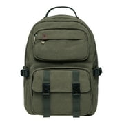 KAUKKO Vintage Casual polyster and Leather Rucksack Backpack (Canvas Green）