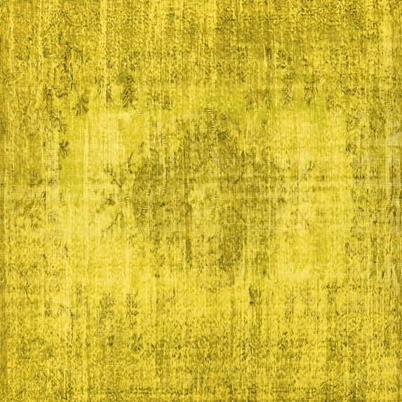 Ahgly Company Machine Washable Indoor Square Persian Yellow Traditional Area Rugs, 3' Square