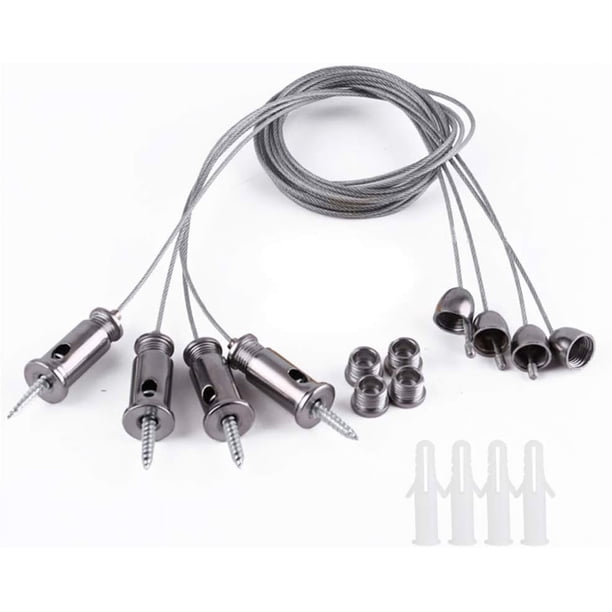 Gancho de cable de acero inoxidable de 10 piezas, kit para colgar cuerda de acero inoxidable Lazo de alambre de suspensión de acero inoxidable Cable de acero inoxidable recubierto de nailon 1,5 mm x