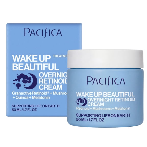Pacifica Wake Up Beautiful Retinoid Night Cream – Vegan Overnight Anti-Aging Moisturizer with Hyaluronic Acid, Reduces Wrinkles & Fine Lines, Hydrating and Gentle for Dry or Mature Skin, 1.7 fl oz