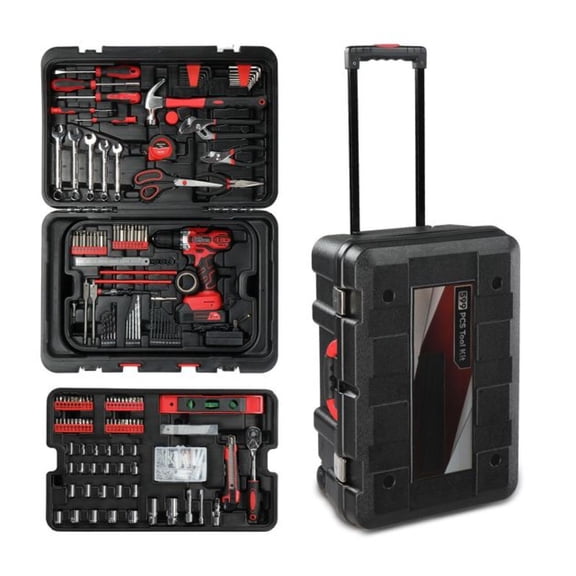 599 PCS Tool Set with Rolling Tool Box, 21V Cordless Drill Kit - Mechanic Hand Tools for Home , Automotive, DIY Projects, Professional Technicians