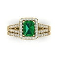 thumbnail image 2 of Clara Pucci 14K Yellow Gold 1.72 Simulated Emerald Engraveable Engagement Ring + Wedding Band Set, 2 of 7
