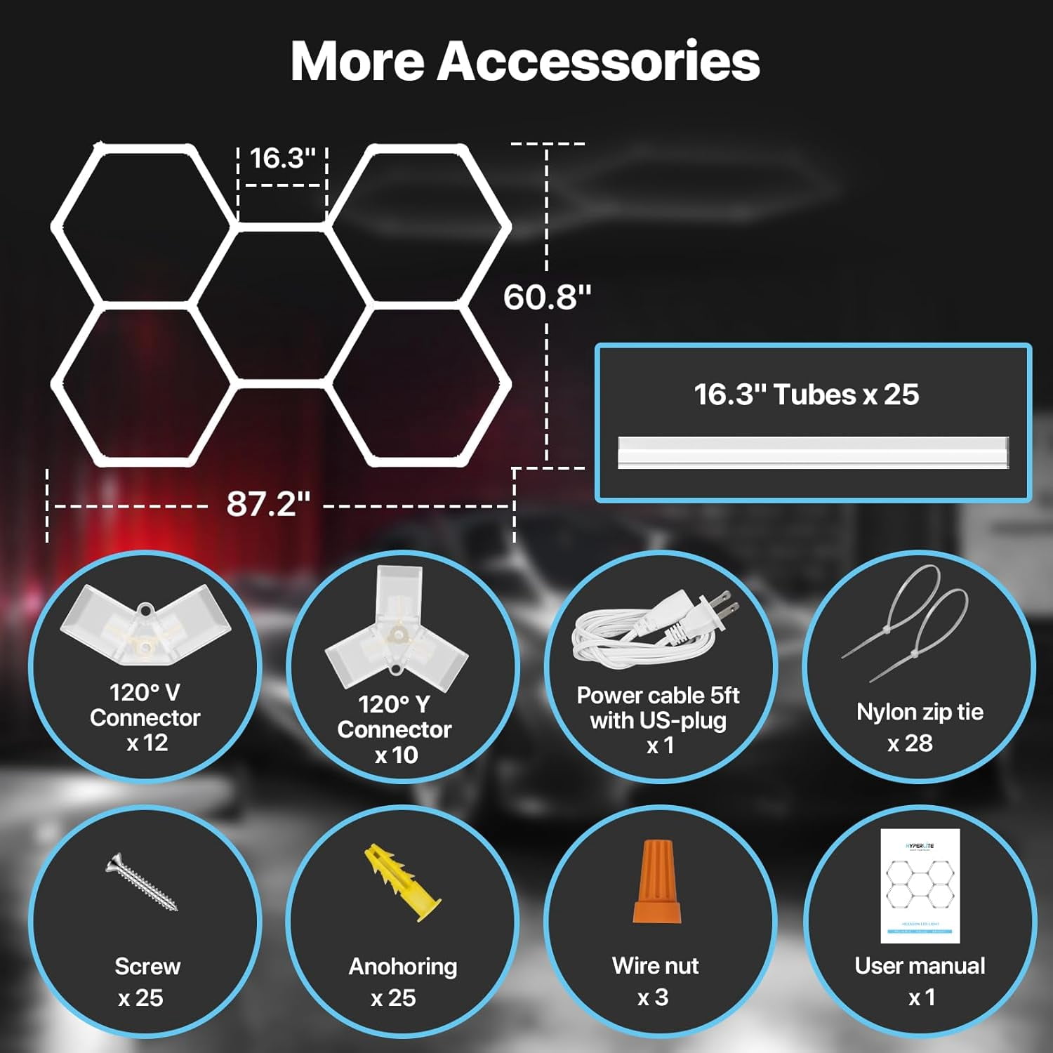 Modular Hexagon Garage Lights, for Auto Shops, Super Bright Ceiling Garage Lights, Easy Assembly