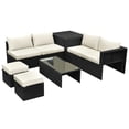 thumbnail image 3 of Aimee Lii 8 Pieces Patio Rattan Storage Table Furniture Set, Outdoor Patio Furniture for Garden Backyard, Pool Deck, Sturdy-Off White, 3 of 13