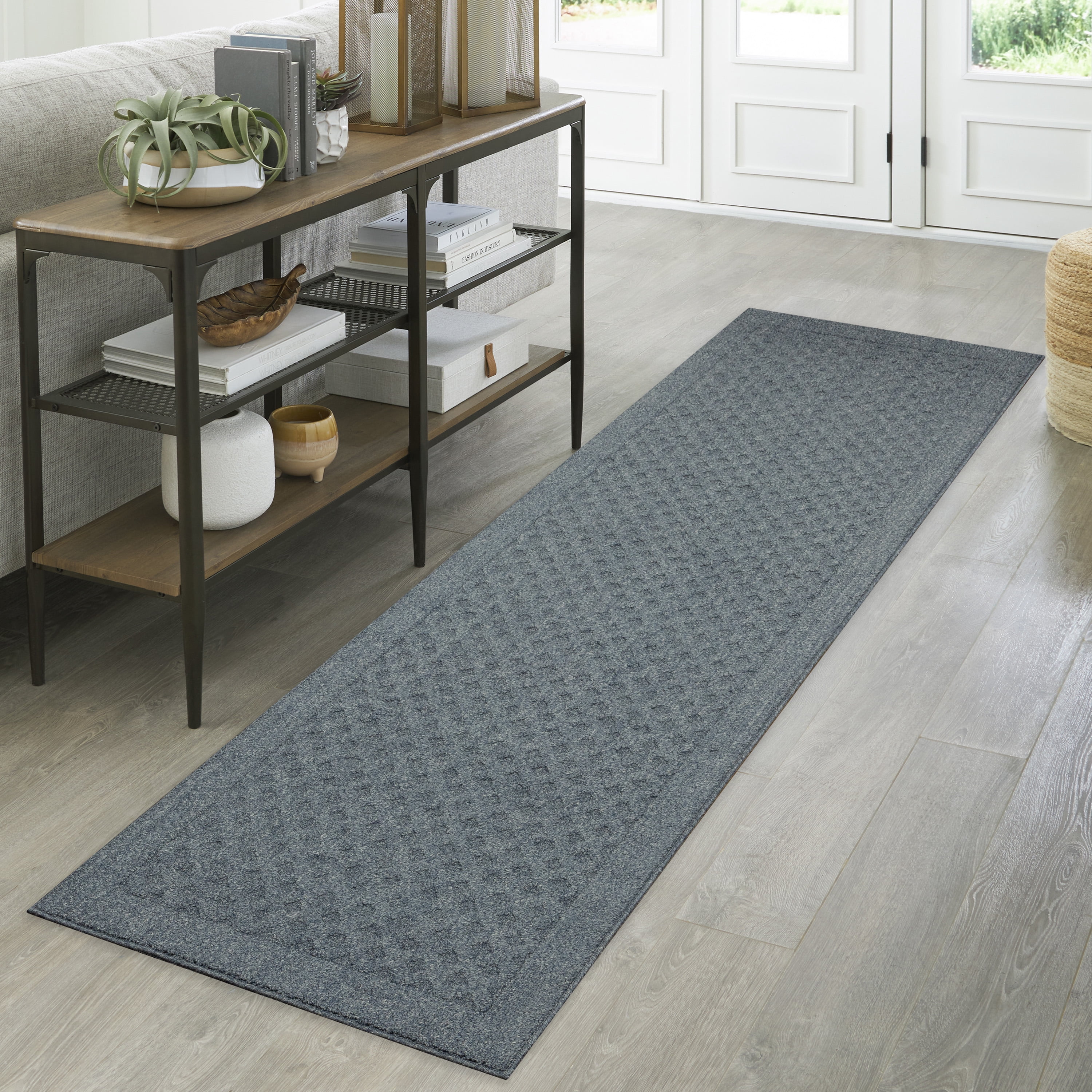 Mainstays Dylan Solid Diamond Indoor Runner Rug, Navy Heather, 2 ft 6 in x 8 ft