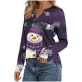 thumbnail image 6 of Qulqfy Christmas Tshirts Women Purple Xmas V Neck Cute Funny Snowman Long Sleeve Plus Size Shirts Christmas Shirts for Women, 6 of 7
