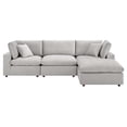 thumbnail image 3 of Modway Commix Down Filled Overstuffed Performance Velvet 4-Piece Sectional Sofa in Light Gray, 3 of 10