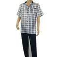 thumbnail image 3 of Men 2pc Walking Leisure Suit Short Sleeves By DREAMS Checker 282-01 Navy Blue, 3 of 8