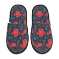thumbnail image 2 of KLL Rose Flowers Slippers for Women Men House Slip on Indoor Outdoor Bedroom Furry Fleece Lined Ladies Comfy Anti-Skid Rubber Hard Sole-Medium, 2 of 8