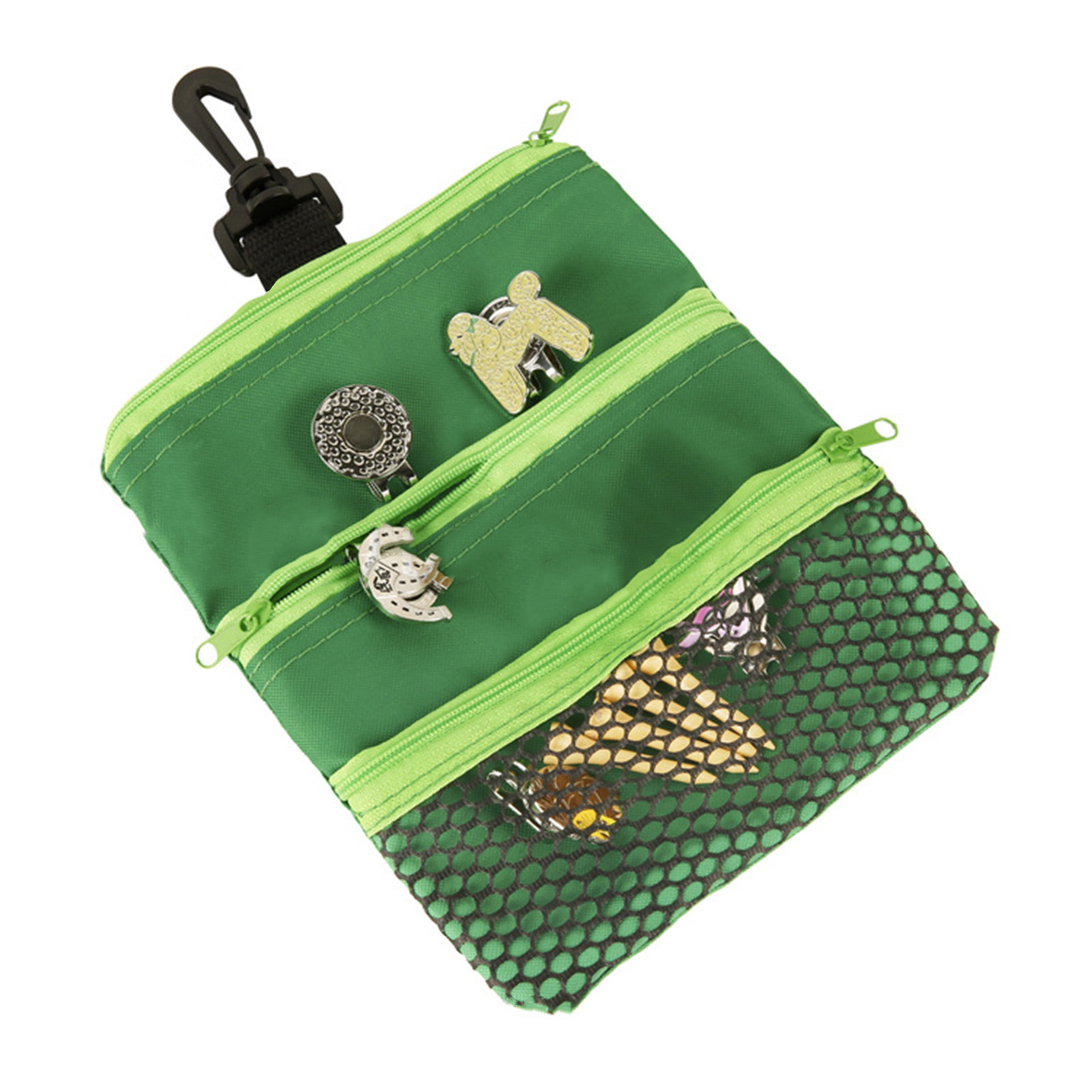 Famure Golf Pouch Bag Multipocket Golf Ball Storage Pouch Bag with Clip Valuables Golf Tee